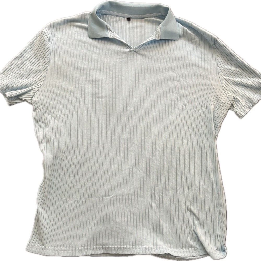 Light Blue Men's Polo Shirt - Ribbed for your wearing pleasure